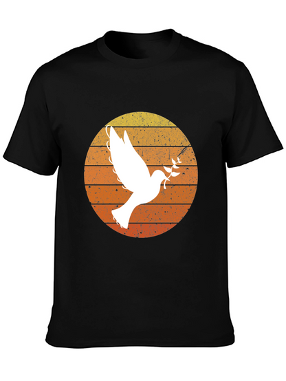 Peace Dove Graphic T-Shirt - Retro Sunset Design