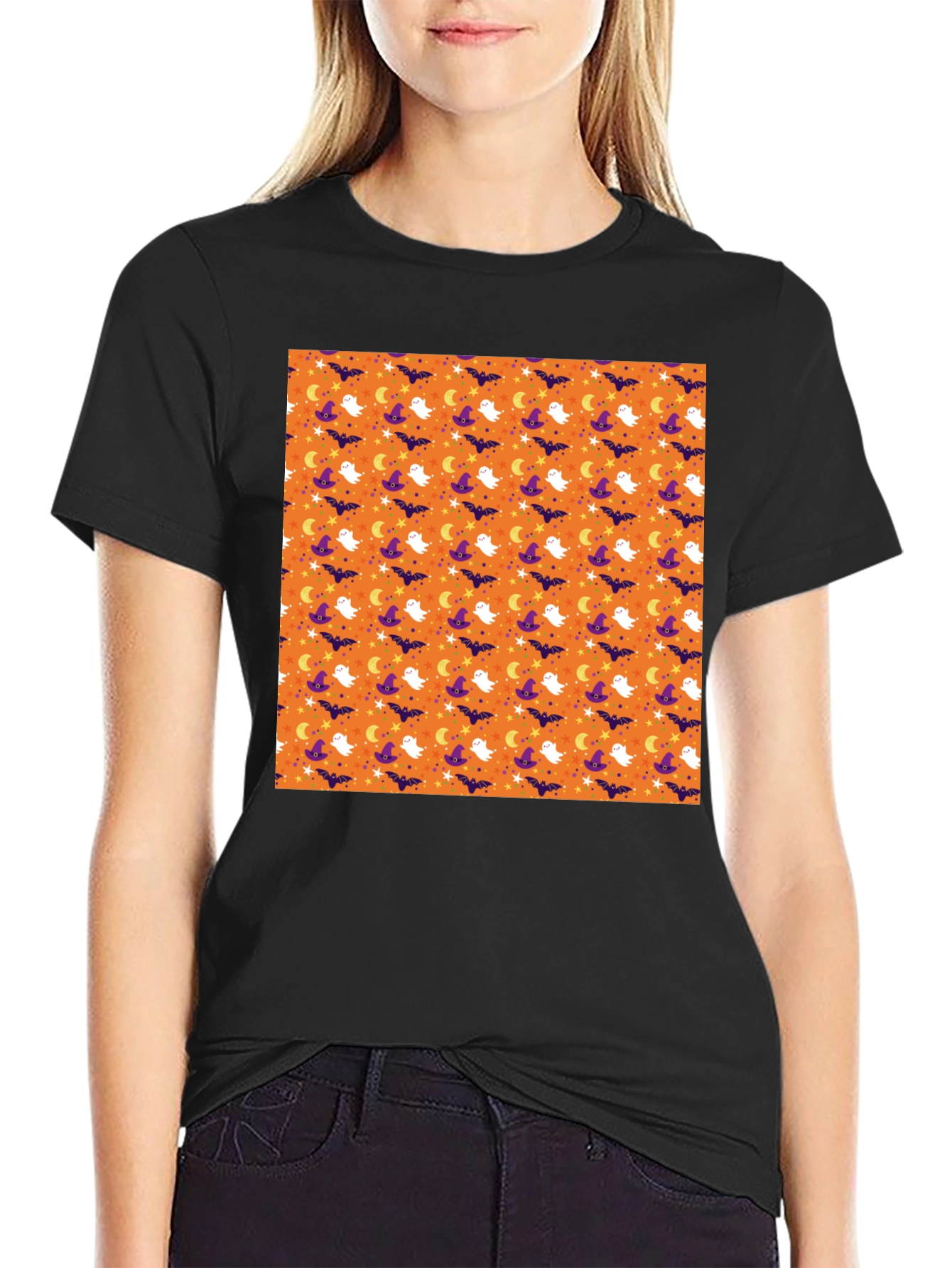 Halloween Pattern Black T-Shirt
