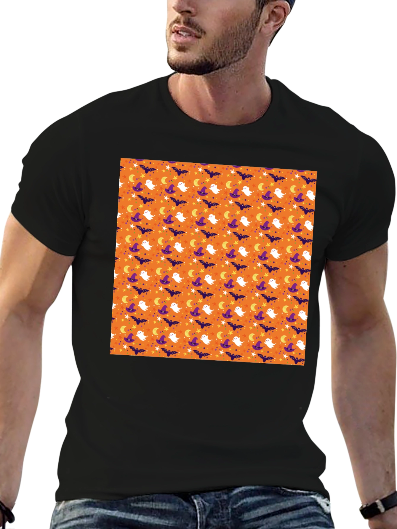 Halloween Pattern Black T-Shirt
