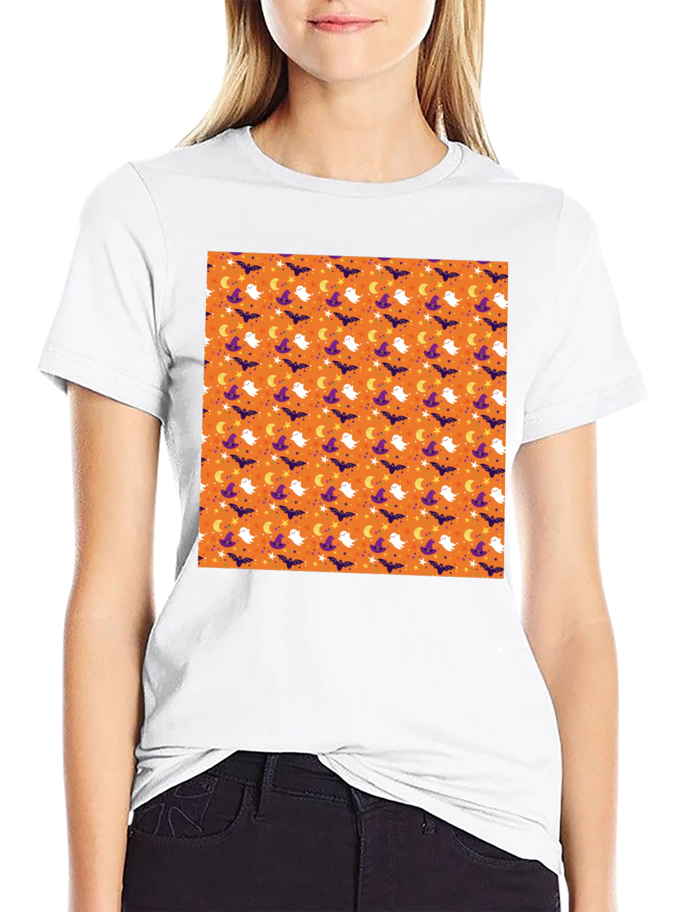 Halloween Pattern Black T-Shirt