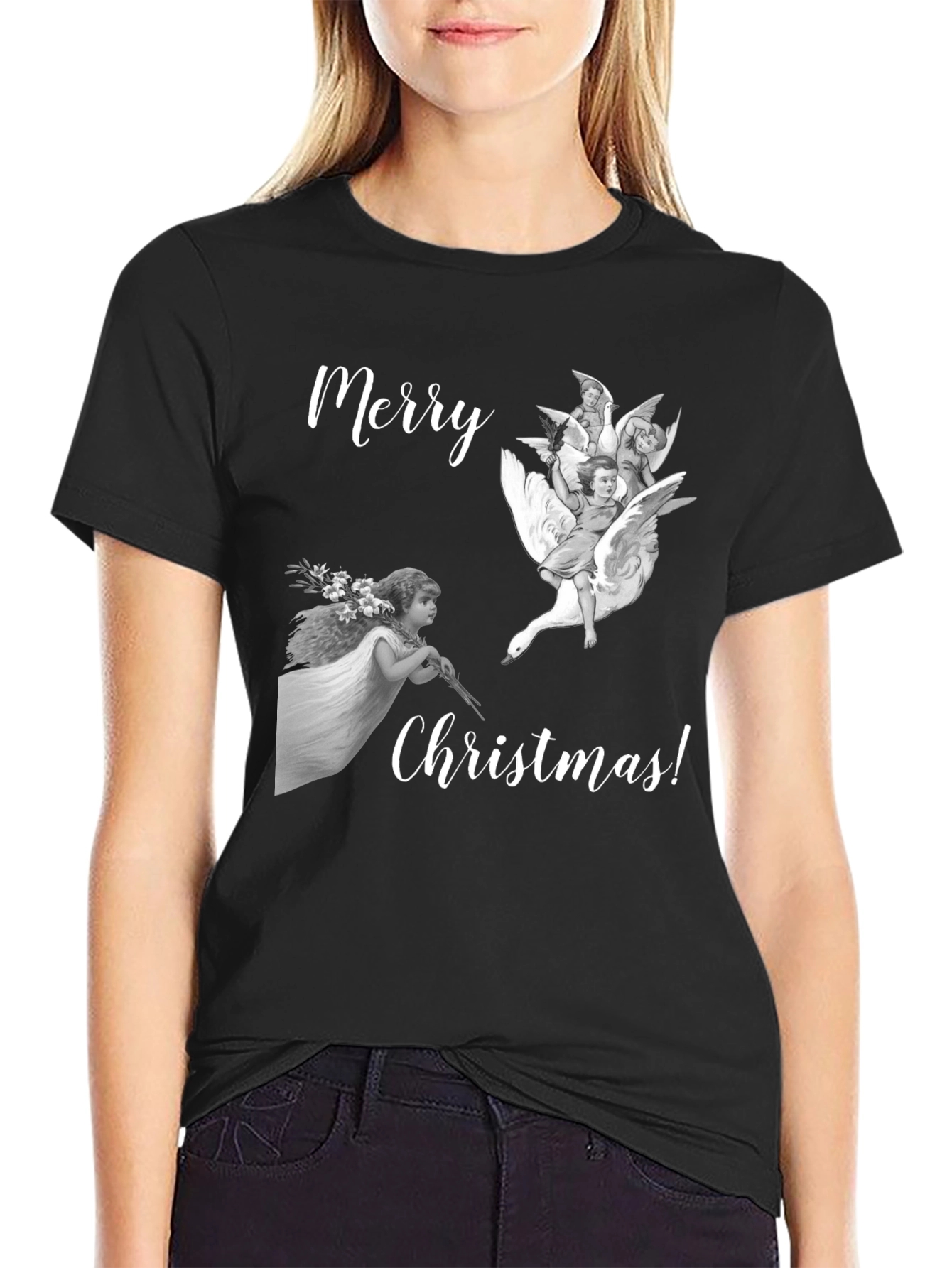 Merry Christmas Angels Graphic Tee