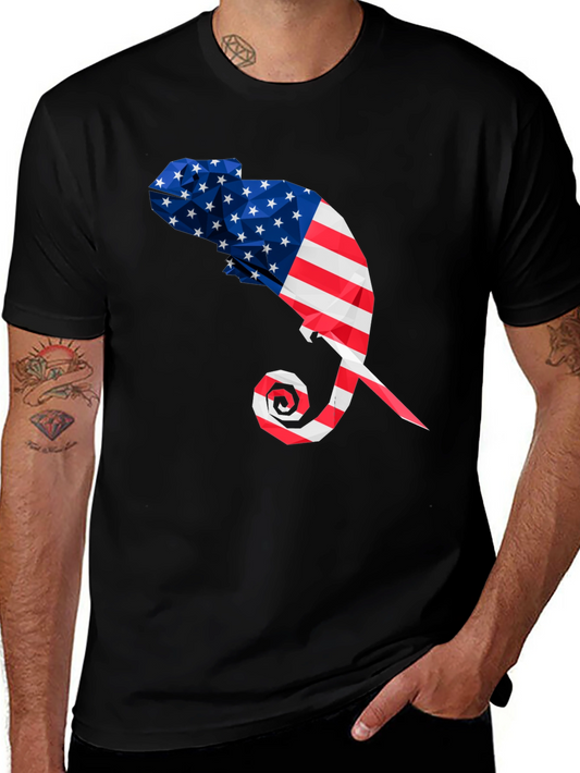 American Flag Chameleon Graphic Tee