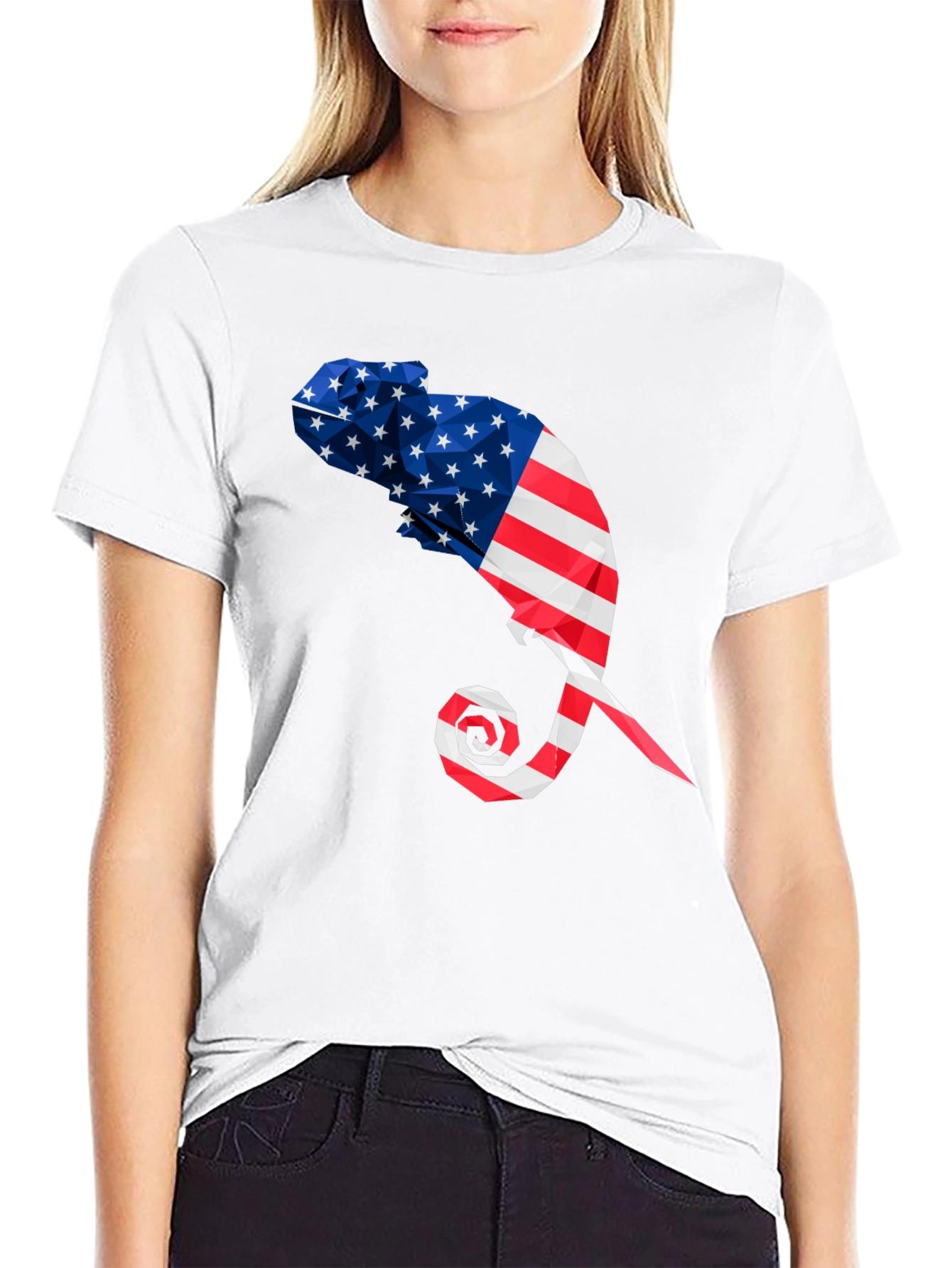 American Flag Chameleon Graphic Tee