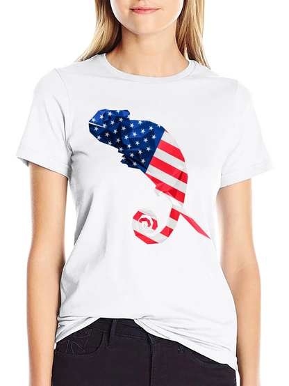 American Flag Chameleon Graphic Tee
