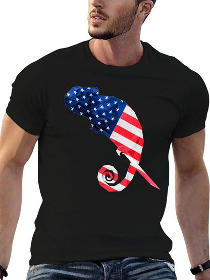 American Flag Chameleon Graphic Tee
