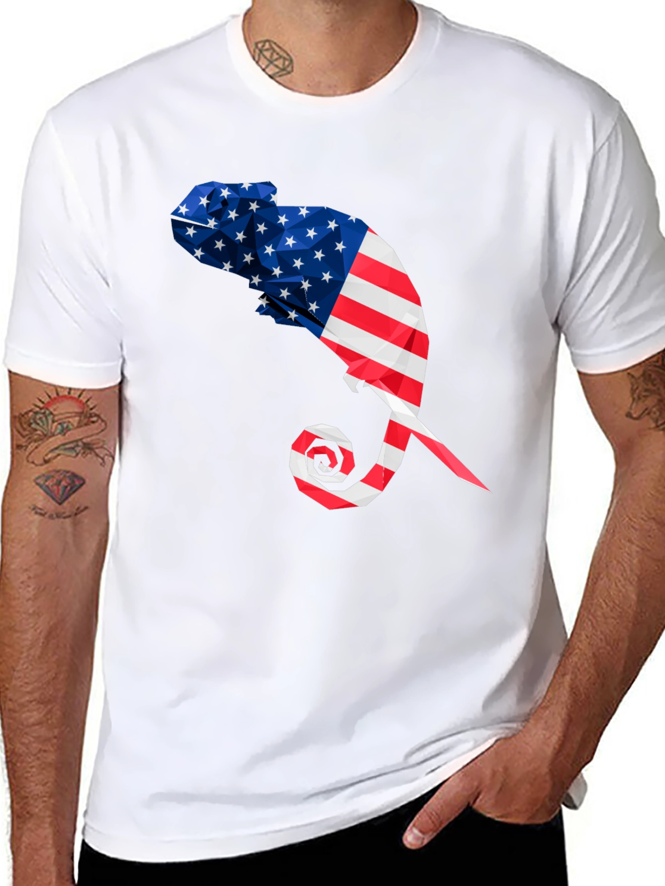 American Flag Chameleon Graphic Tee
