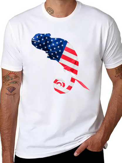 American Flag Chameleon Graphic Tee