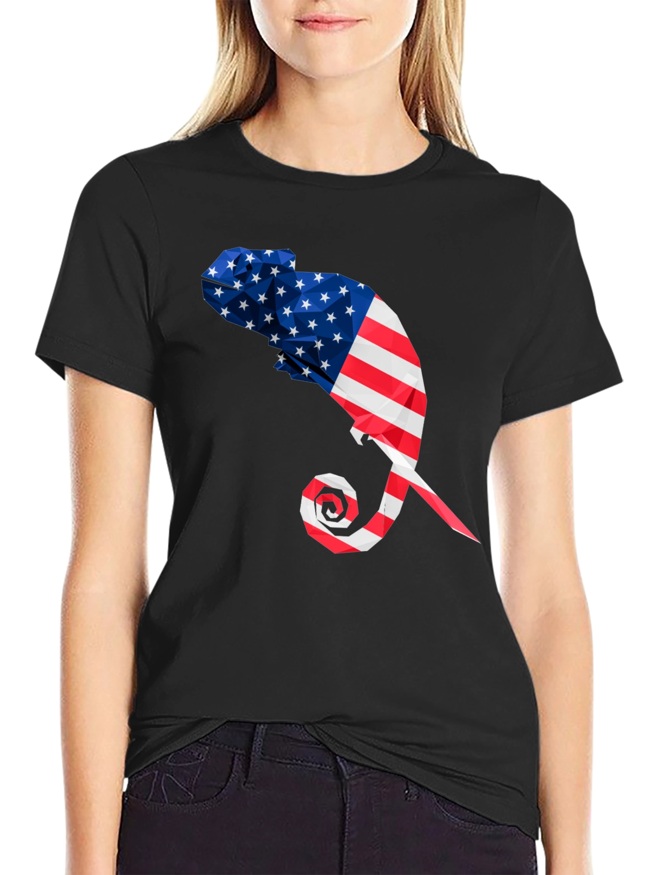 American Flag Chameleon Graphic Tee
