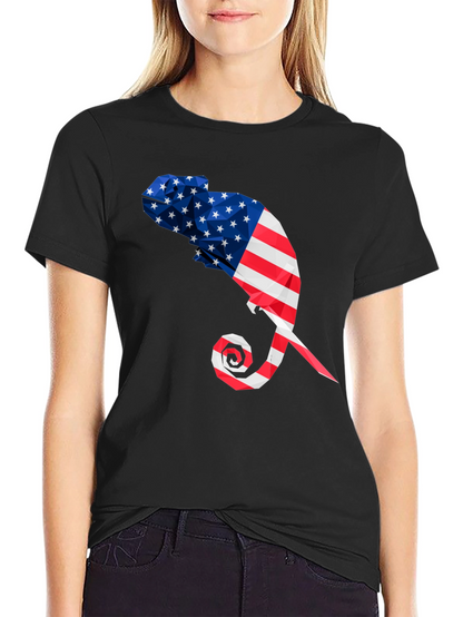 American Flag Chameleon Graphic Tee