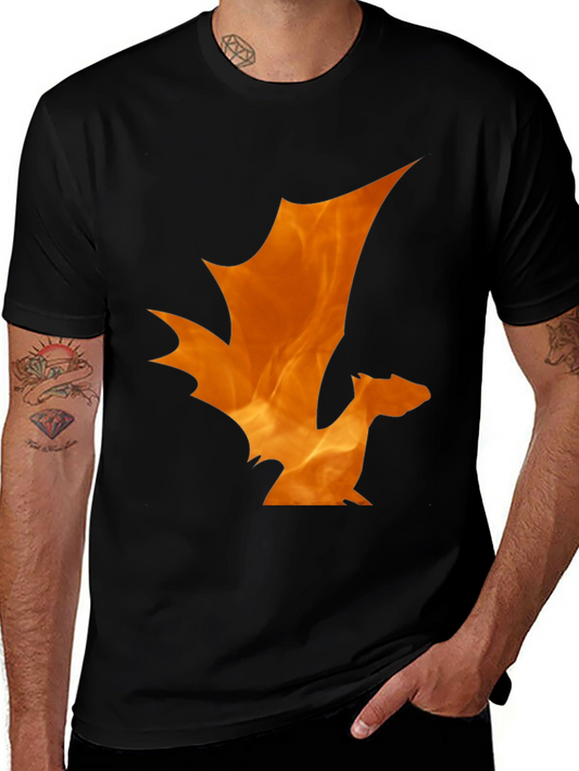 Fiery Dragon Graphic Tee - Black Cotton T-Shirt