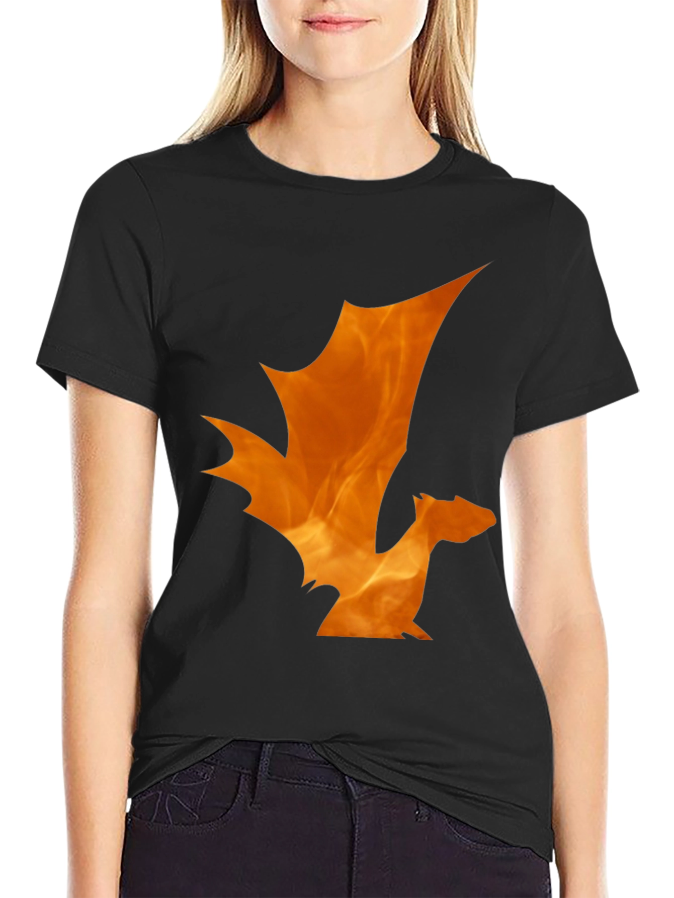 Fiery Dragon Graphic Tee - Black Cotton T-Shirt