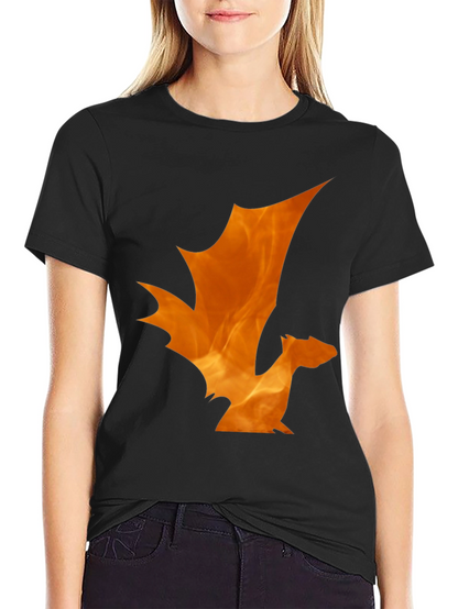 Fiery Dragon Graphic Tee - Black Cotton T-Shirt