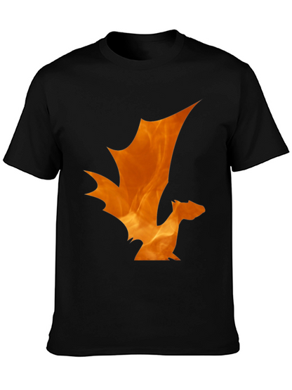 Fiery Dragon Graphic Tee - Black Cotton T-Shirt