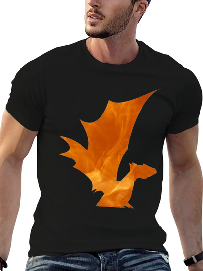 Fiery Dragon Graphic Tee - Black Cotton T-Shirt