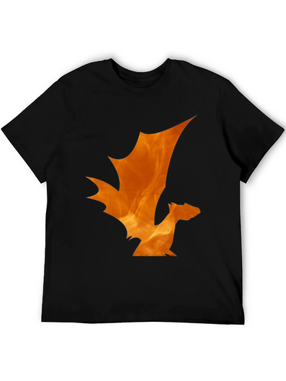Fiery Dragon Graphic Tee - Black Cotton T-Shirt