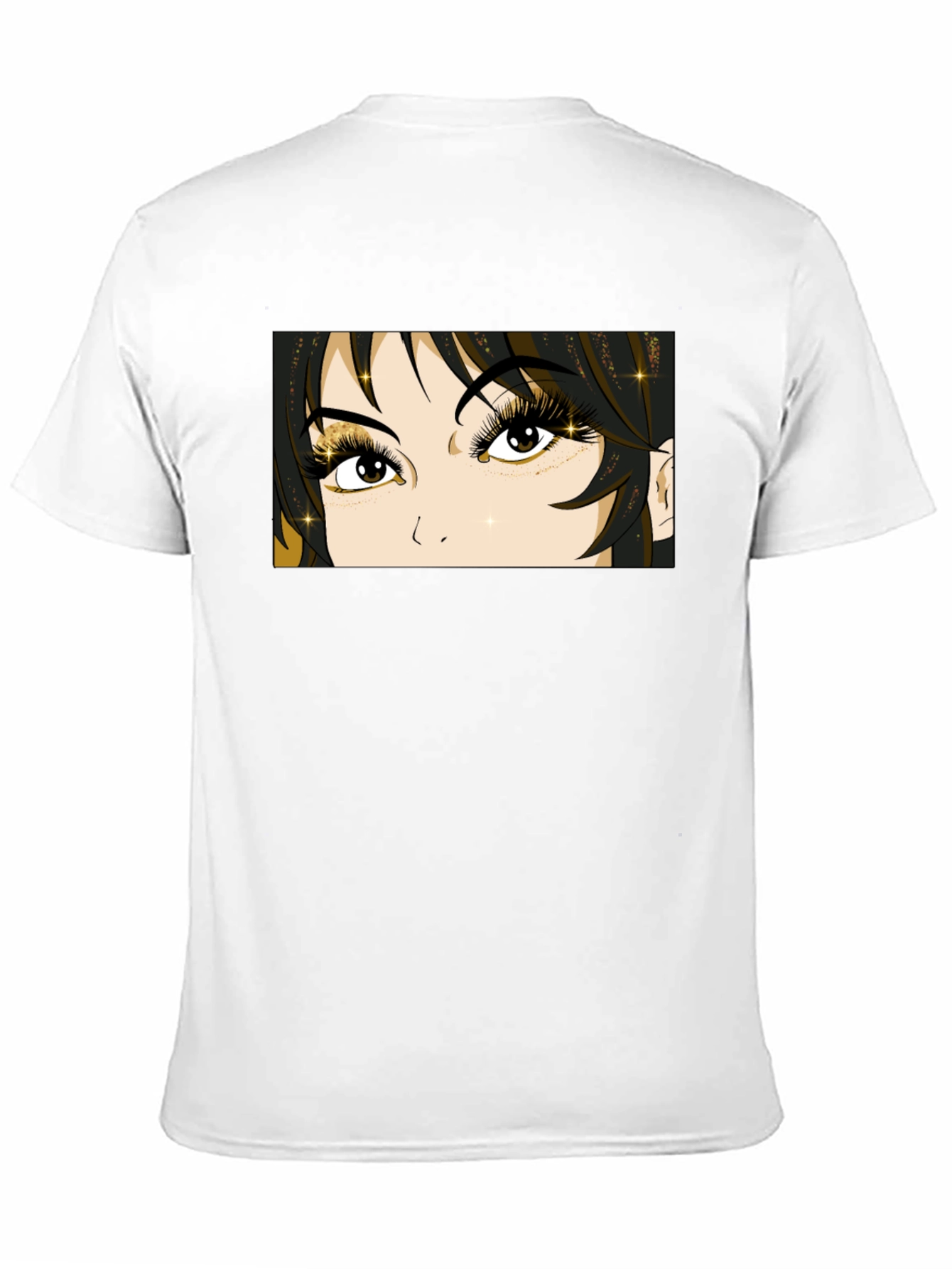 Anime Eyes Graphic Tee - Black Cotton T-Shirt