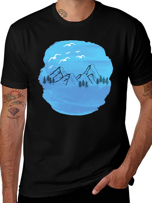 Mountain Scene Graphic T-Shirt - Black