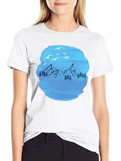 Mountain Scene Graphic T-Shirt - Black