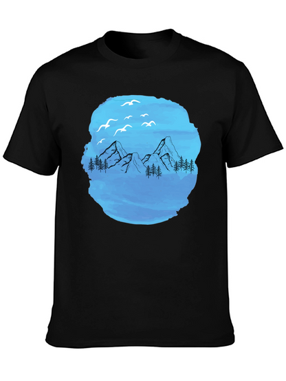 Mountain Scene Graphic T-Shirt - Black