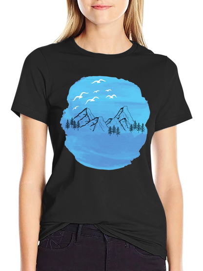 Mountain Scene Graphic T-Shirt - Black