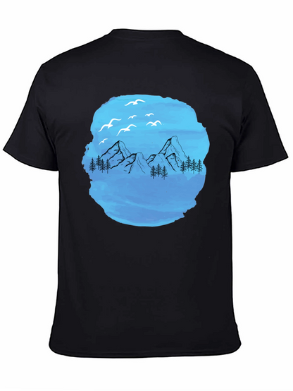 Mountain Scene Graphic T-Shirt - Black