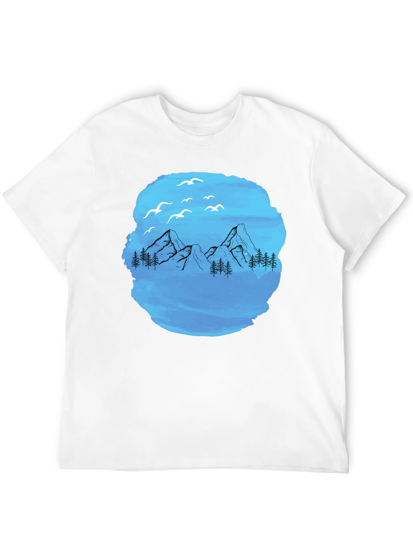 Mountain Scene Graphic T-Shirt - Black