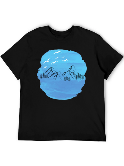 Mountain Scene Graphic T-Shirt - Black