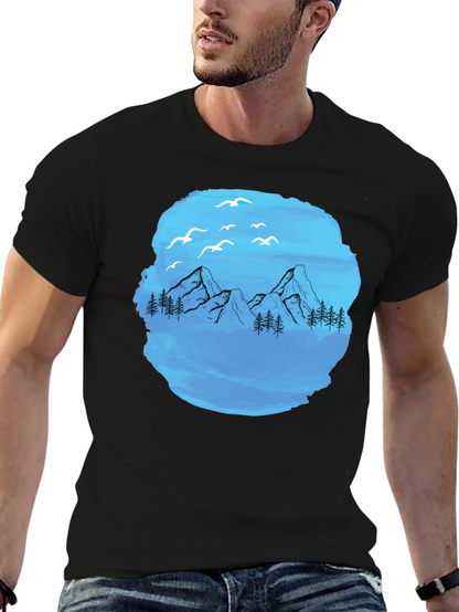 Mountain Scene Graphic T-Shirt - Black