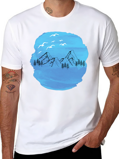 Mountain Scene Graphic T-Shirt - Black