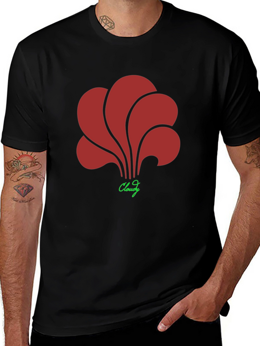 Abstract Floral Graphic Print Black T-Shirt