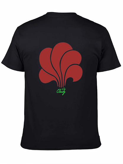 Abstract Floral Graphic Print Black T-Shirt