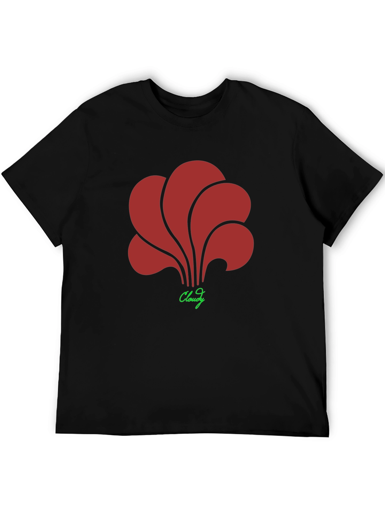 Abstract Floral Graphic Print Black T-Shirt