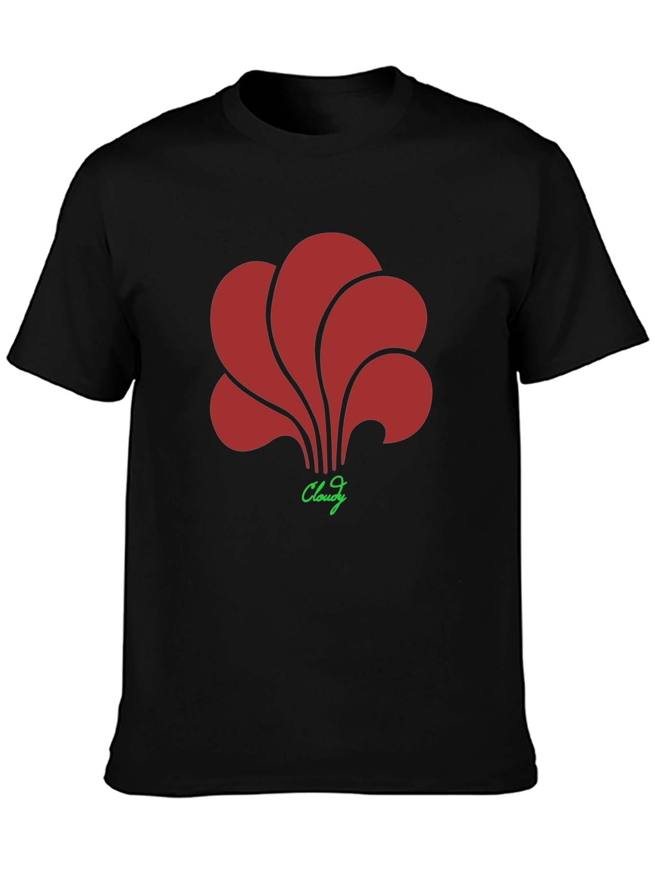 Abstract Floral Graphic Print Black T-Shirt
