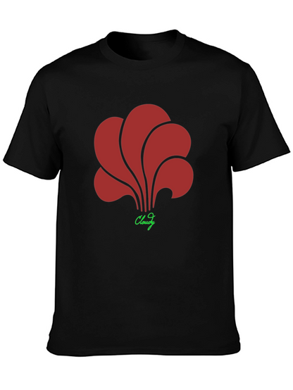Abstract Floral Graphic Print Black T-Shirt