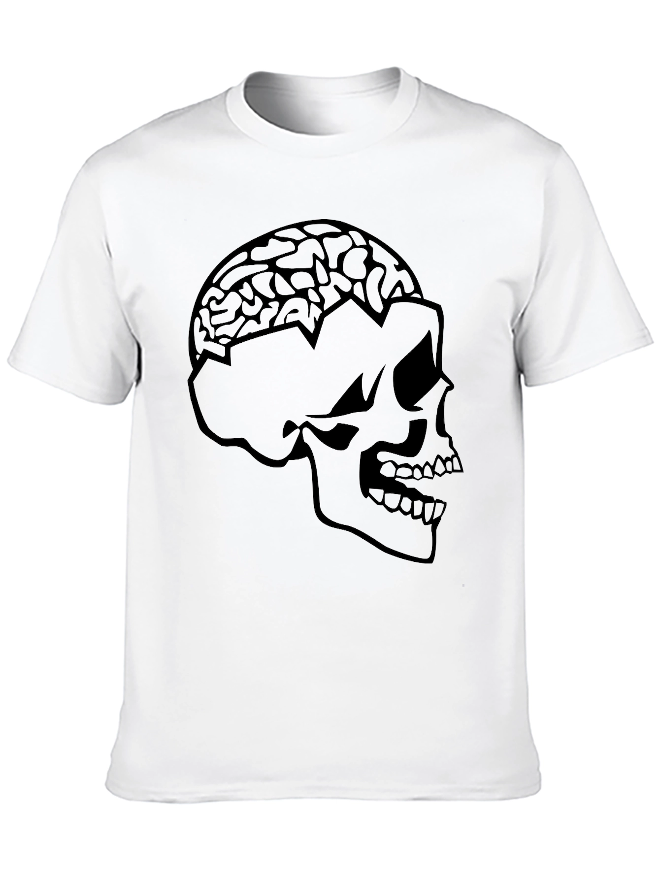 Skull Brain Graphic Tee - Edgy Black T-Shirt