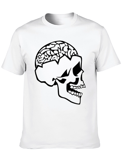 Skull Brain Graphic Tee - Edgy Black T-Shirt