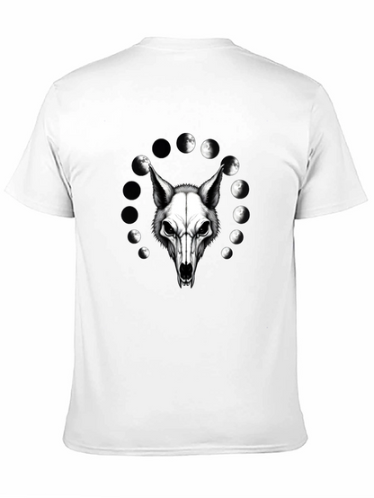 Lunar Wolf Skull T-Shirt - Gothic Moon Phase Design