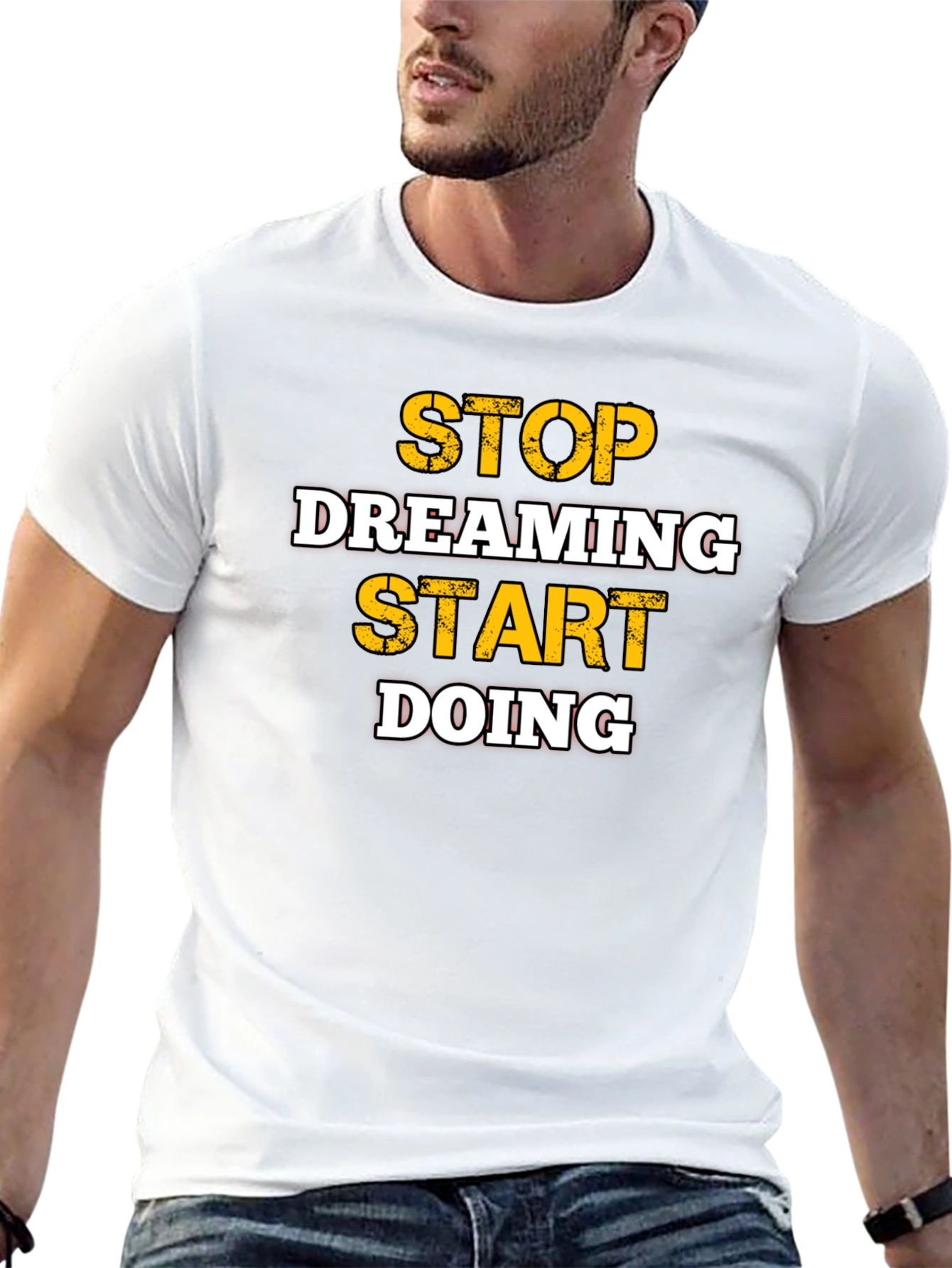 Motivational Stop Dreaming Start Doing Black T-Shirt