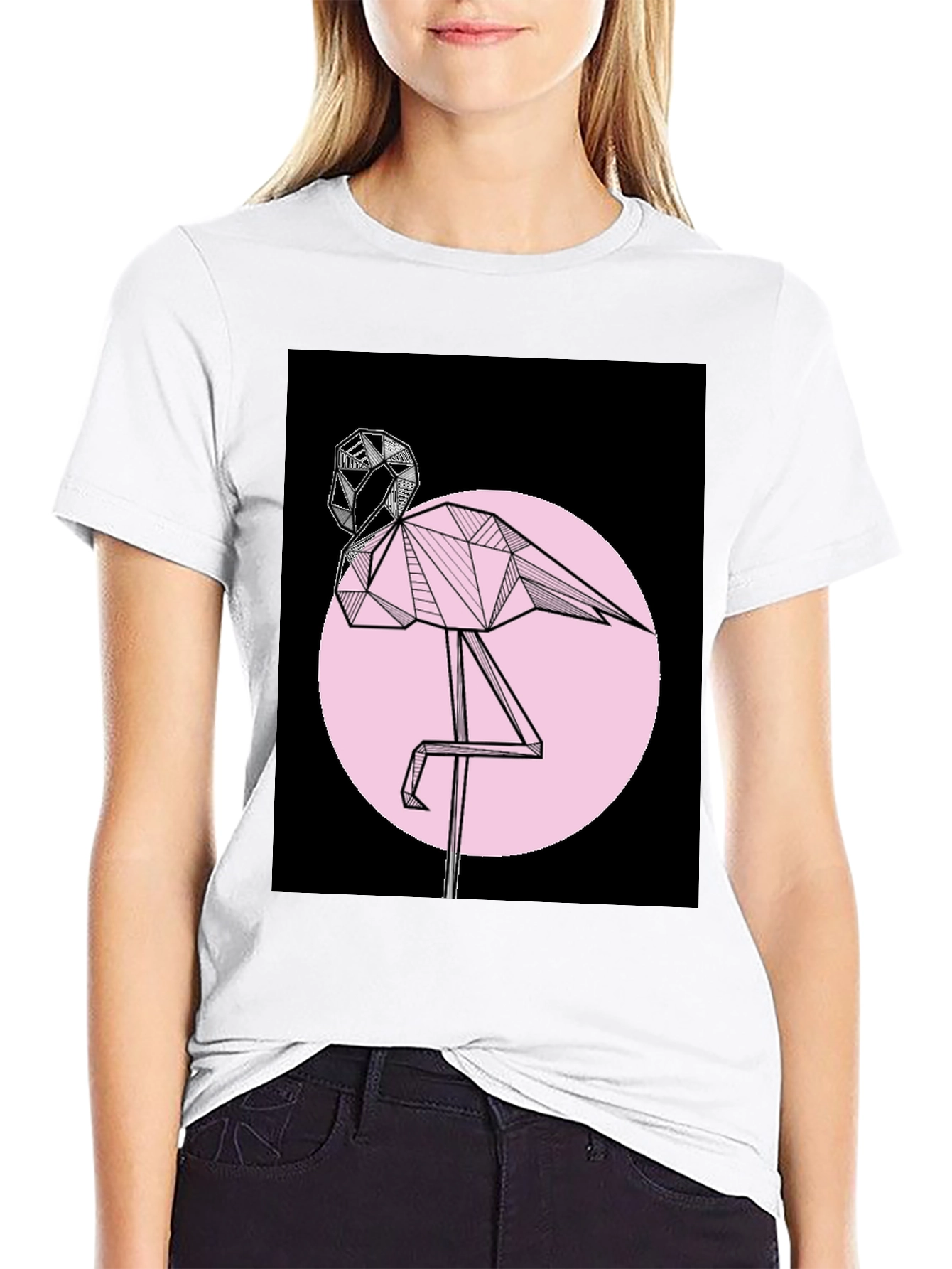 Geometric Flamingo Graphic T-Shirt