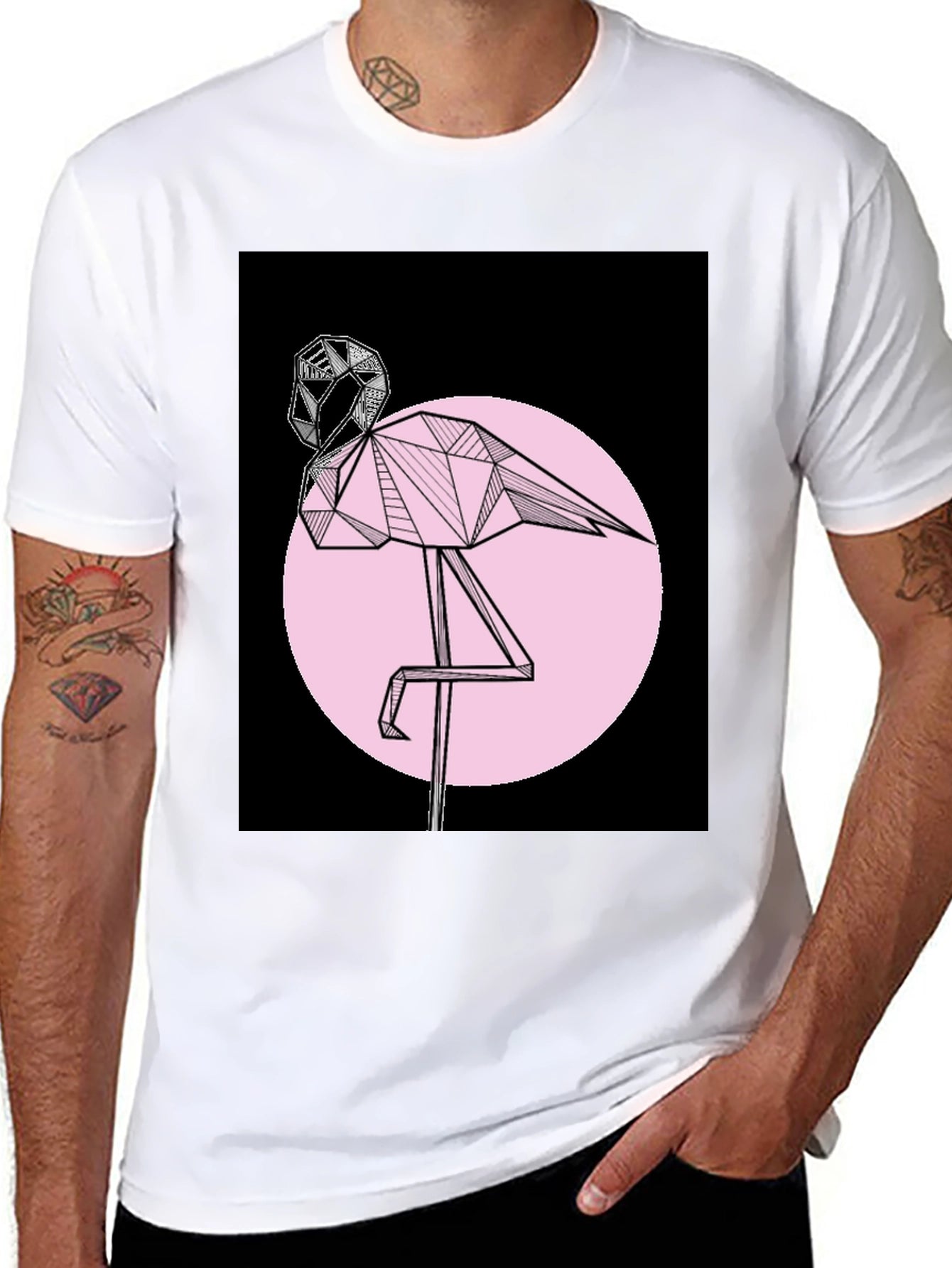 Geometric Flamingo Graphic T-Shirt