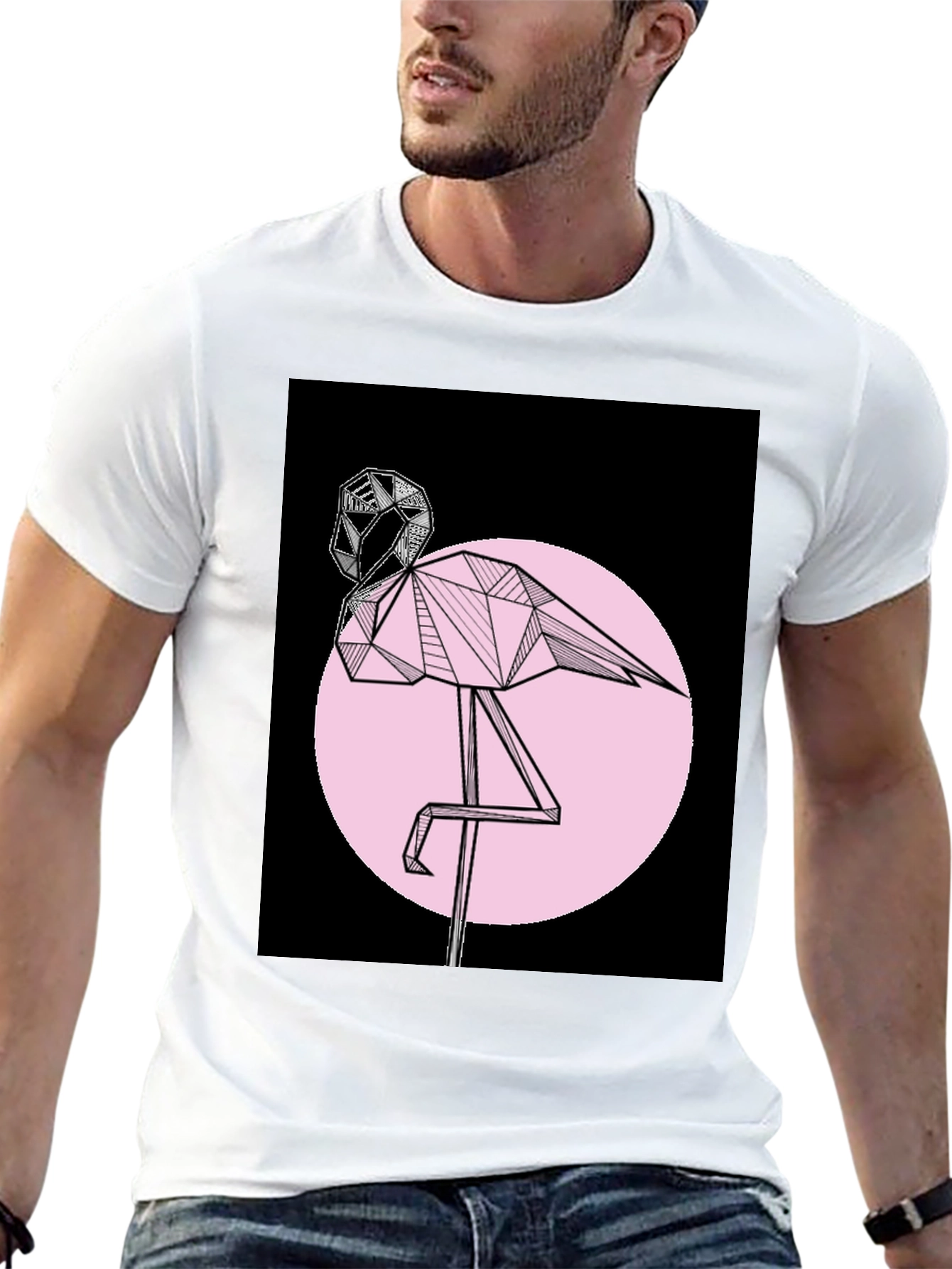Geometric Flamingo Graphic T-Shirt