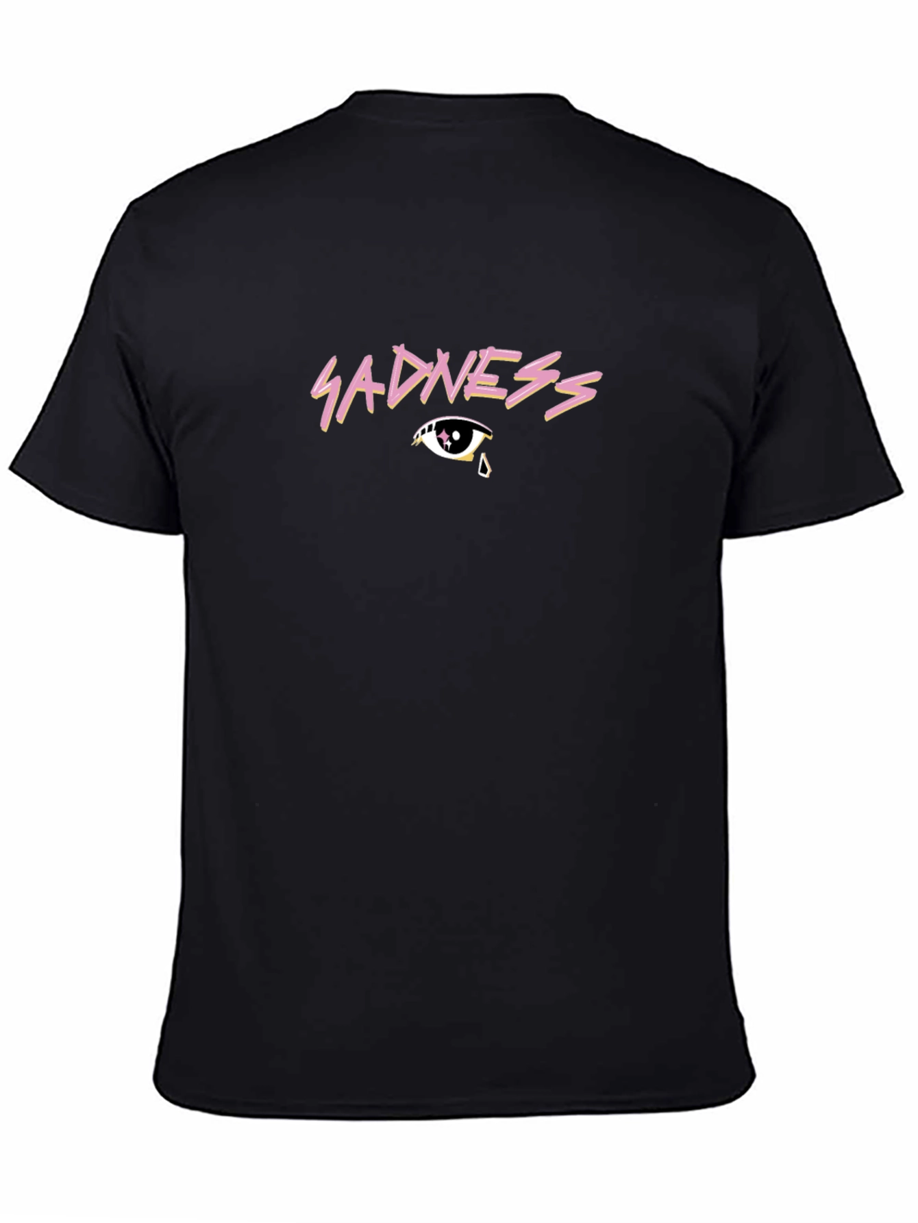 Sadness Graphic Print Black T-Shirt