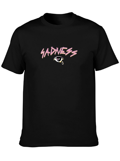 Sadness Graphic Print Black T-Shirt
