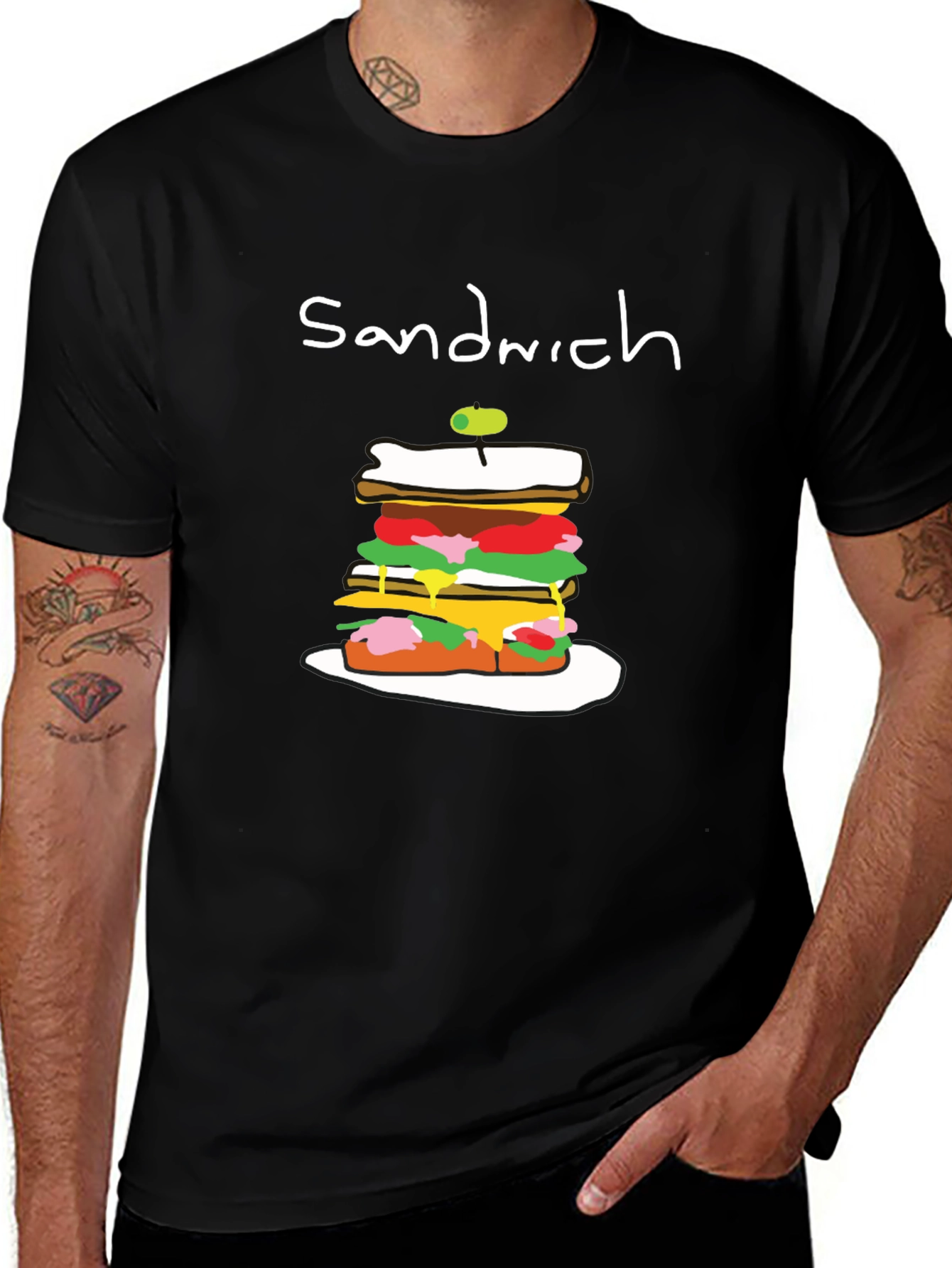 Sandwich Graphic Tee - Black Cotton T-Shirt