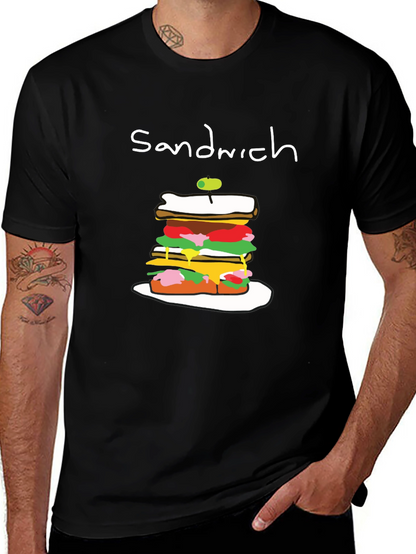 Sandwich Graphic Tee - Black Cotton T-Shirt