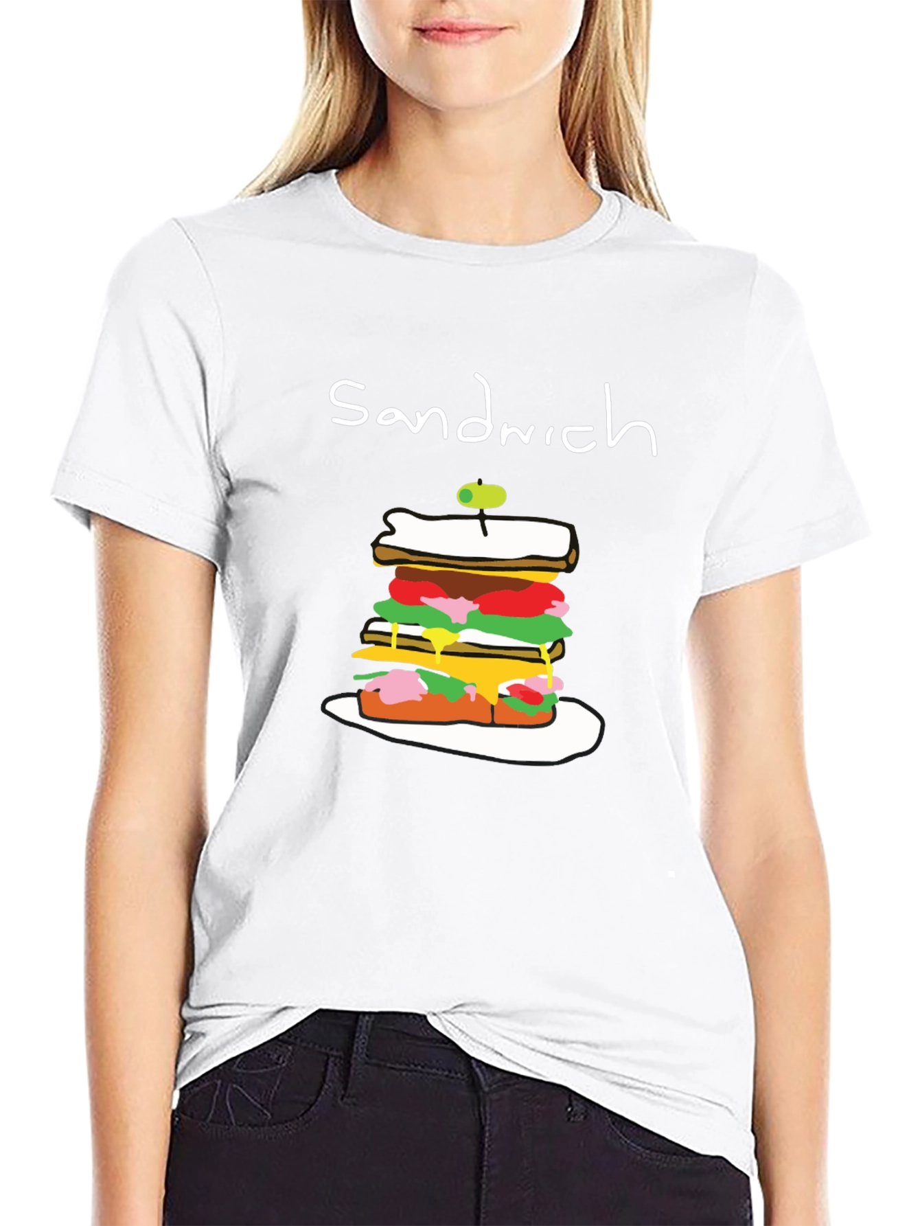 Sandwich Graphic Tee - Black Cotton T-Shirt