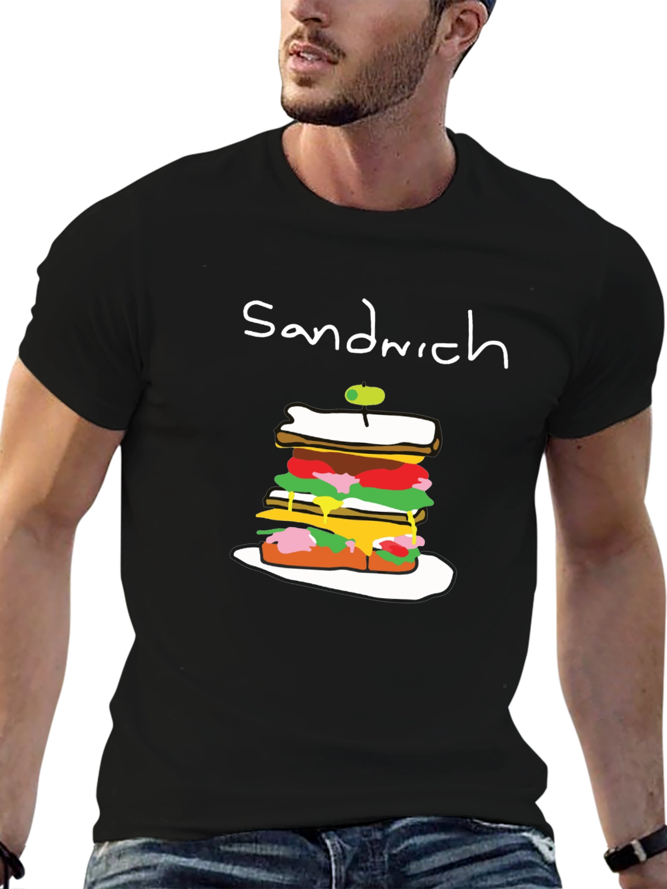 Sandwich Graphic Tee - Black Cotton T-Shirt