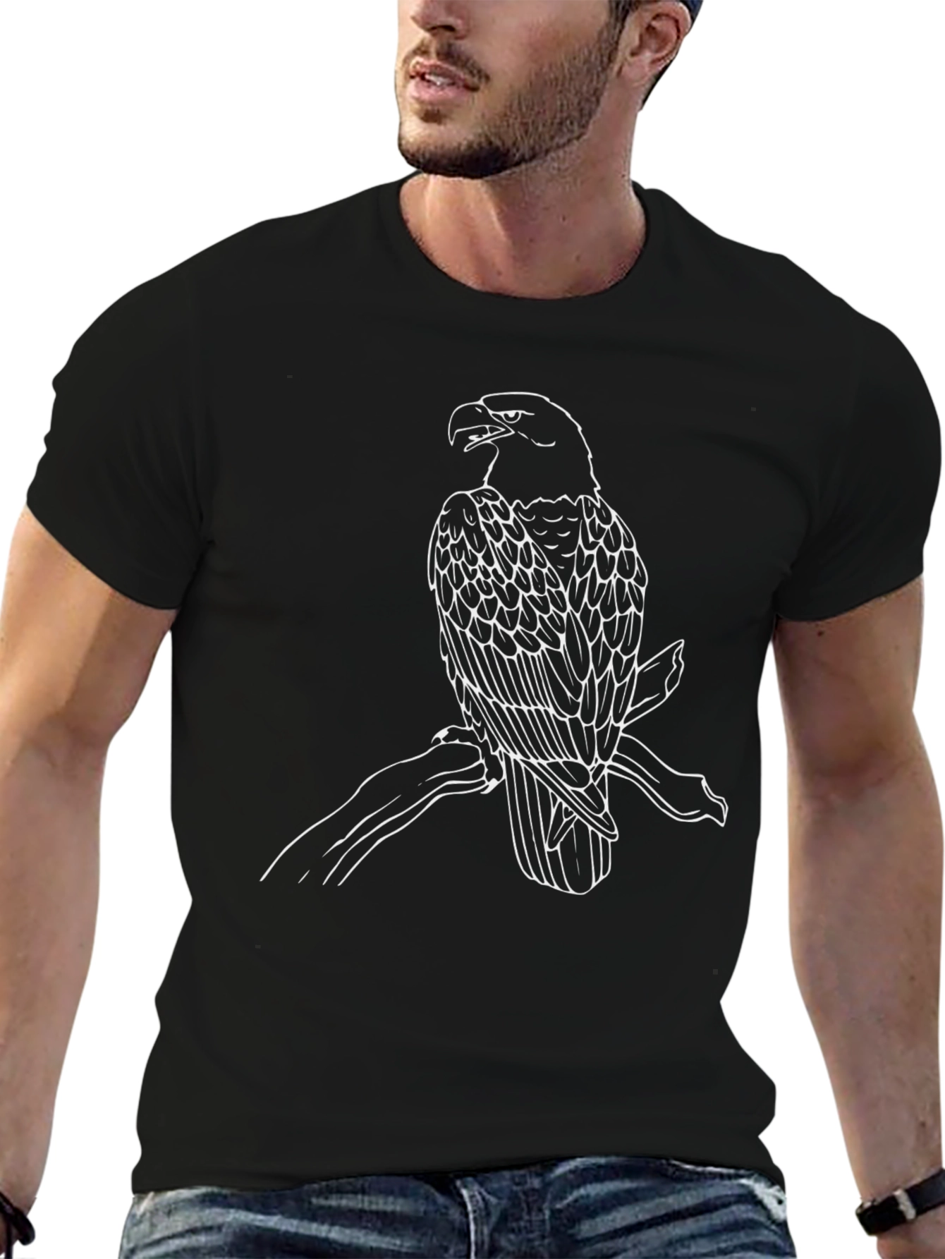 Black T-Shirt with Eagle Print