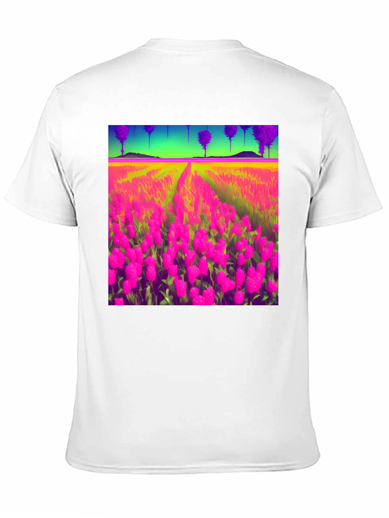 Vibrant Field Print Black T-Shirt