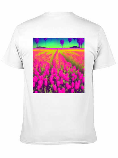 Vibrant Field Print Black T-Shirt